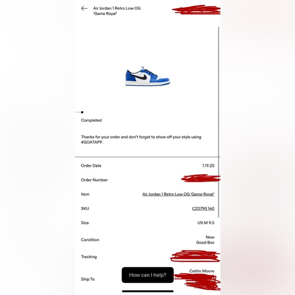 Nike Men's Air Jordan 1 Retro Low OG 'Game Royal', size 9.5 - Picture 7 of 7